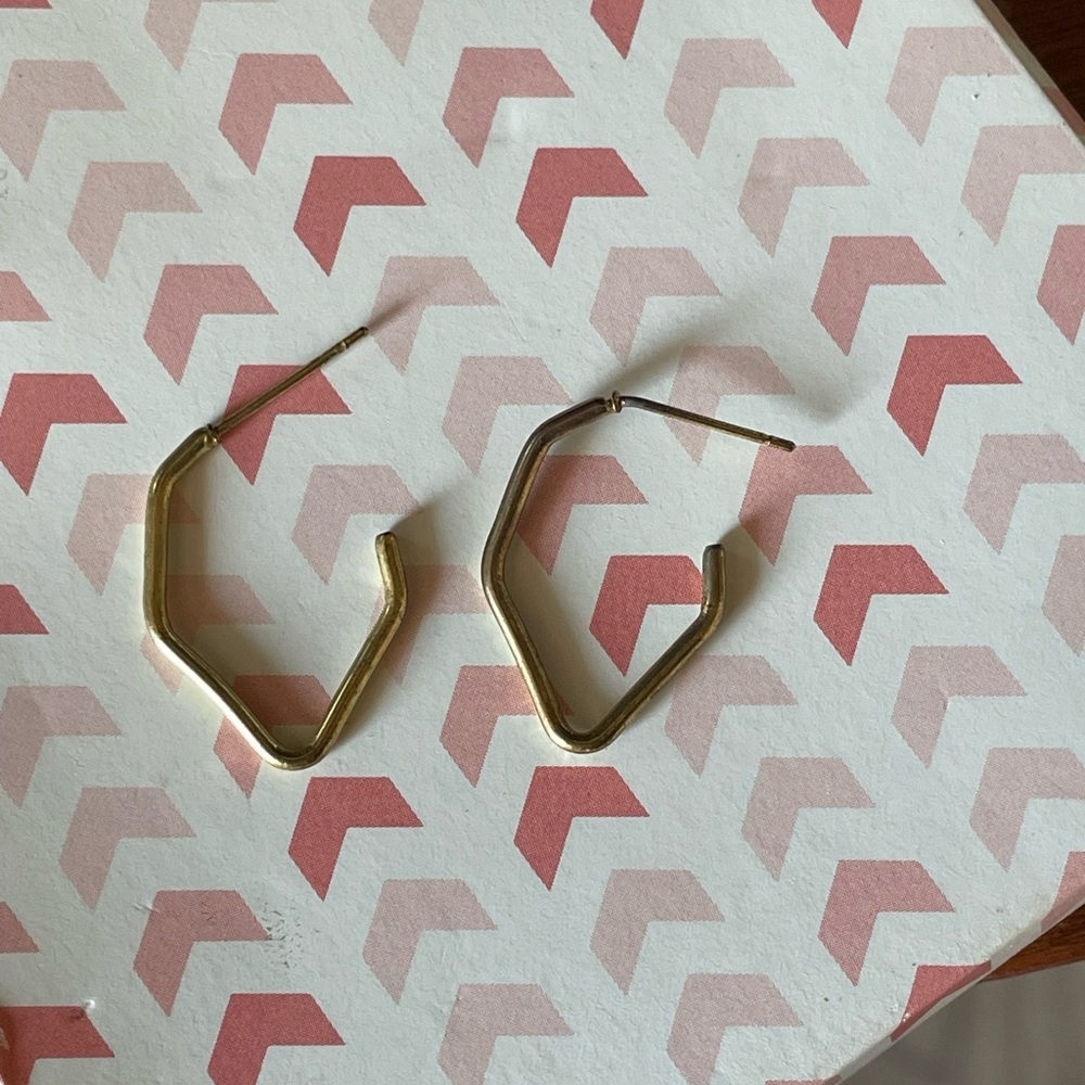 Gold Dangly Abstract Earrings - Picture 2 of 2